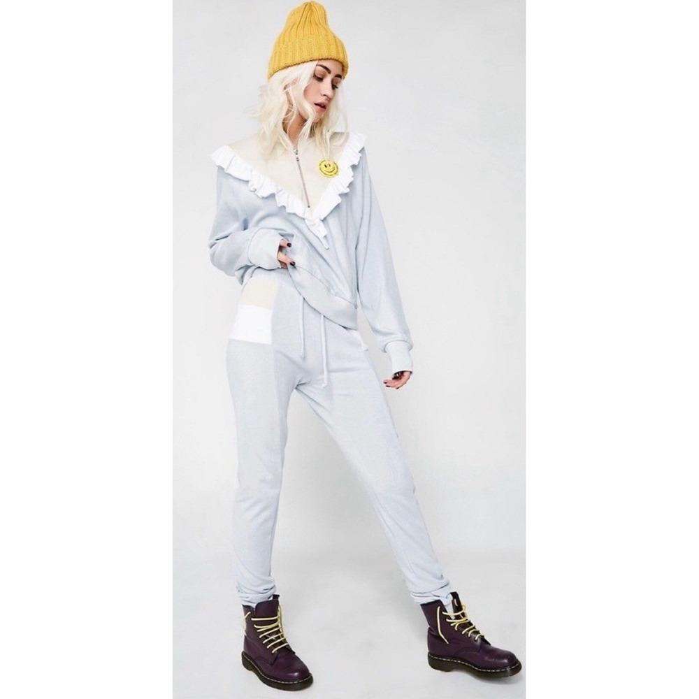 Wildfox Sweatshirt (XS) And Pants (Small) Blue Color Block